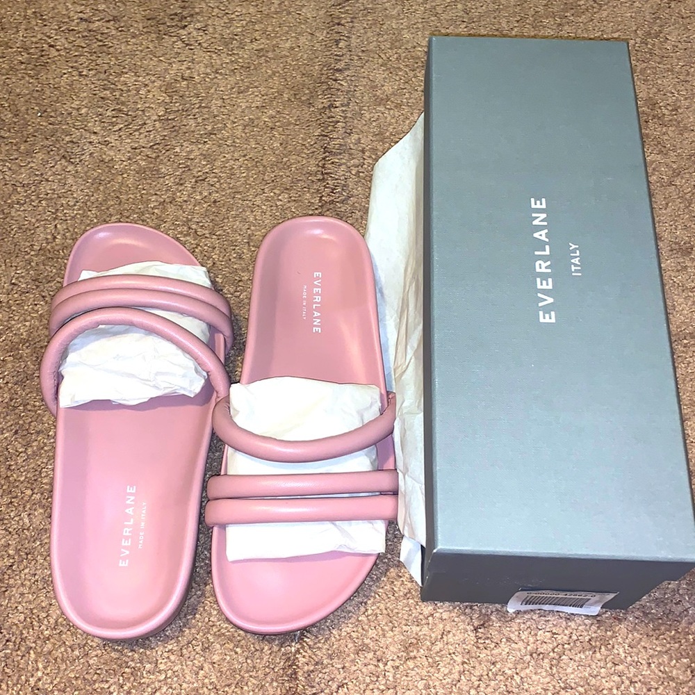 🤩Everlane Puffy Leather Slides in Mauve Pink sz 9